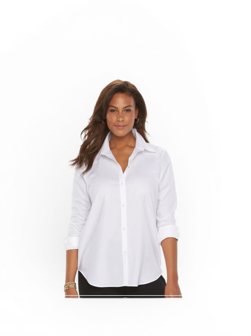 Chaps classic minimalist white no iron button down plus size shirt blouse top 1X